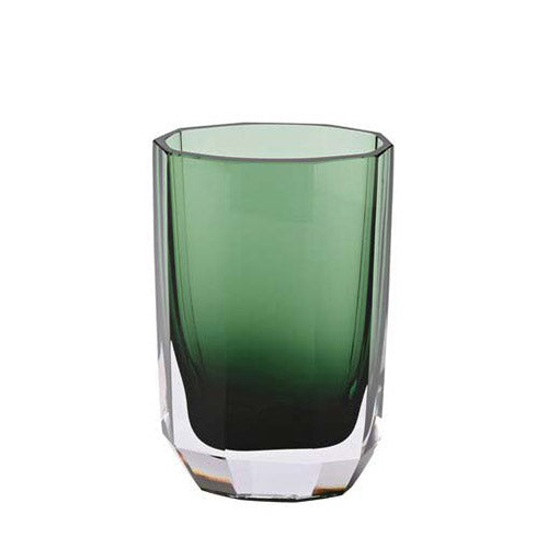 Mittelgroße Glasvase Cashmere in Dunkelgrün, Streifen-Schliff, von GIFTCOMPANY