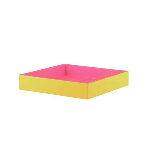 quadratisches Tablett in Gelb/Pink, zum Dekorieren und Servieren (von GIFTCOMPANY)