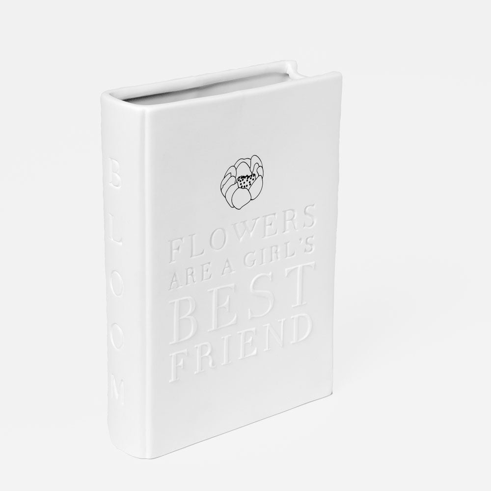 Weiße Porzellan-Vase BLOOM in Buchoptik, aus der Naturgeschichten-Serie von Räder