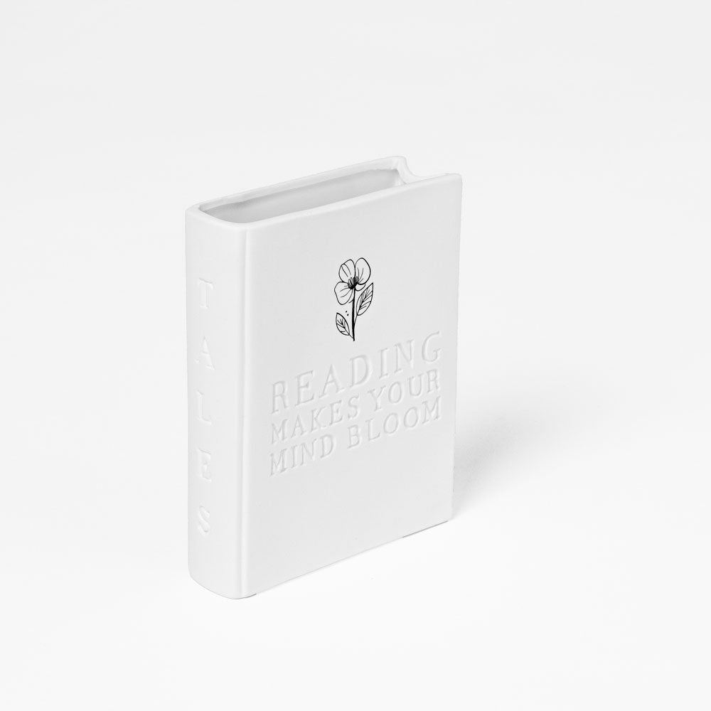 Weiße Porzellan-Vase TALES in Buchoptik, aus der Naturgeschichten-Serie von Räder