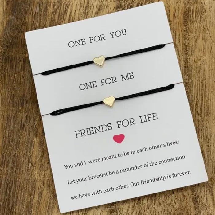 Freundschaftsarmband schwarz mit goldenem Herz