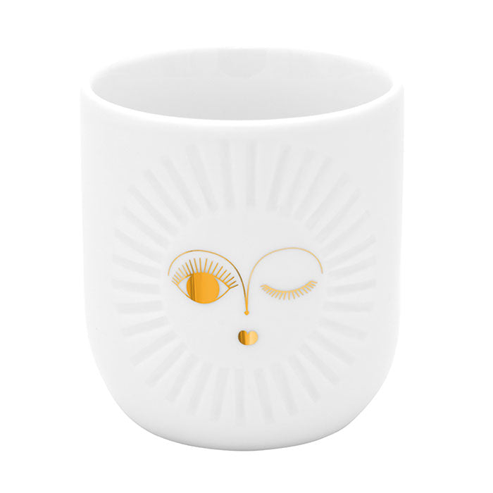 Porzellan-Becher Sonne weiß/gold von Räder
