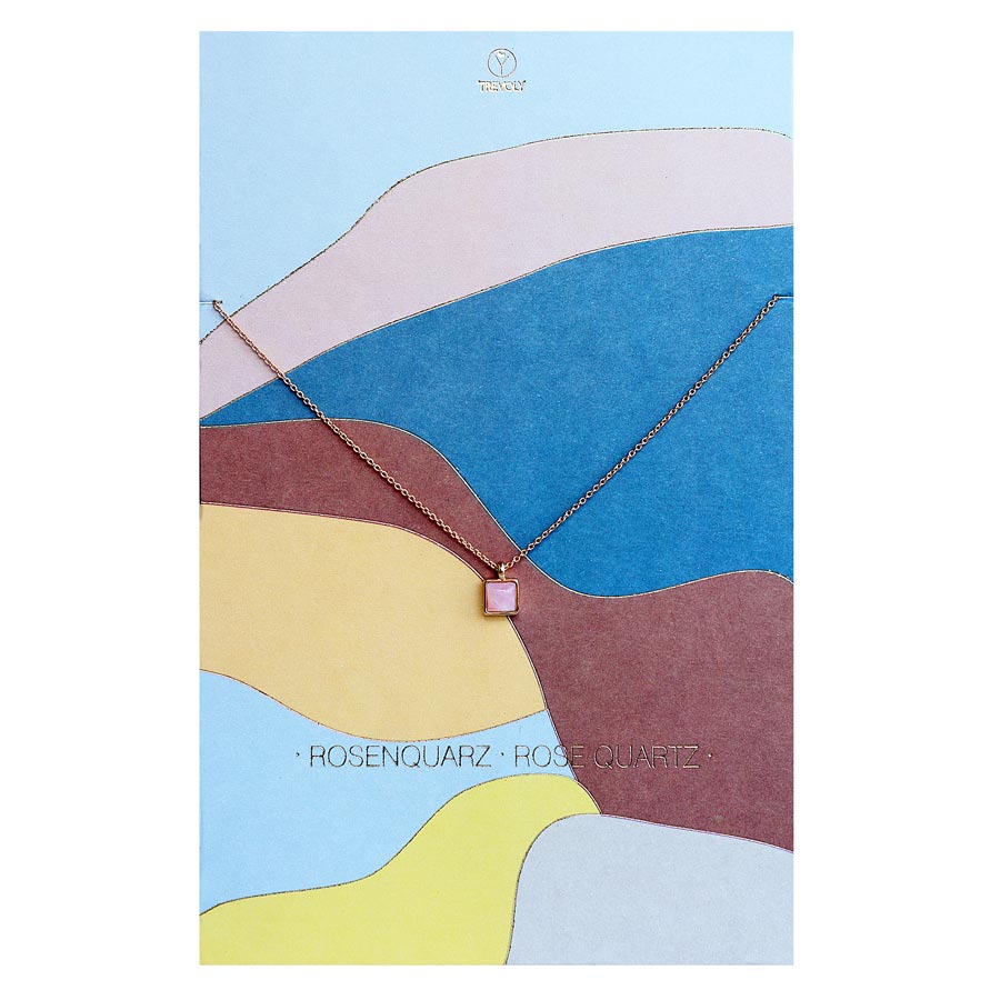 Kette mit Rosenquarz-Anhänger, Kupferkette mit Gold, von Räder/Trevoly